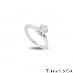 Tiffany & Co. Platinum Diamond Setting Ring 0.97ct I/SI1